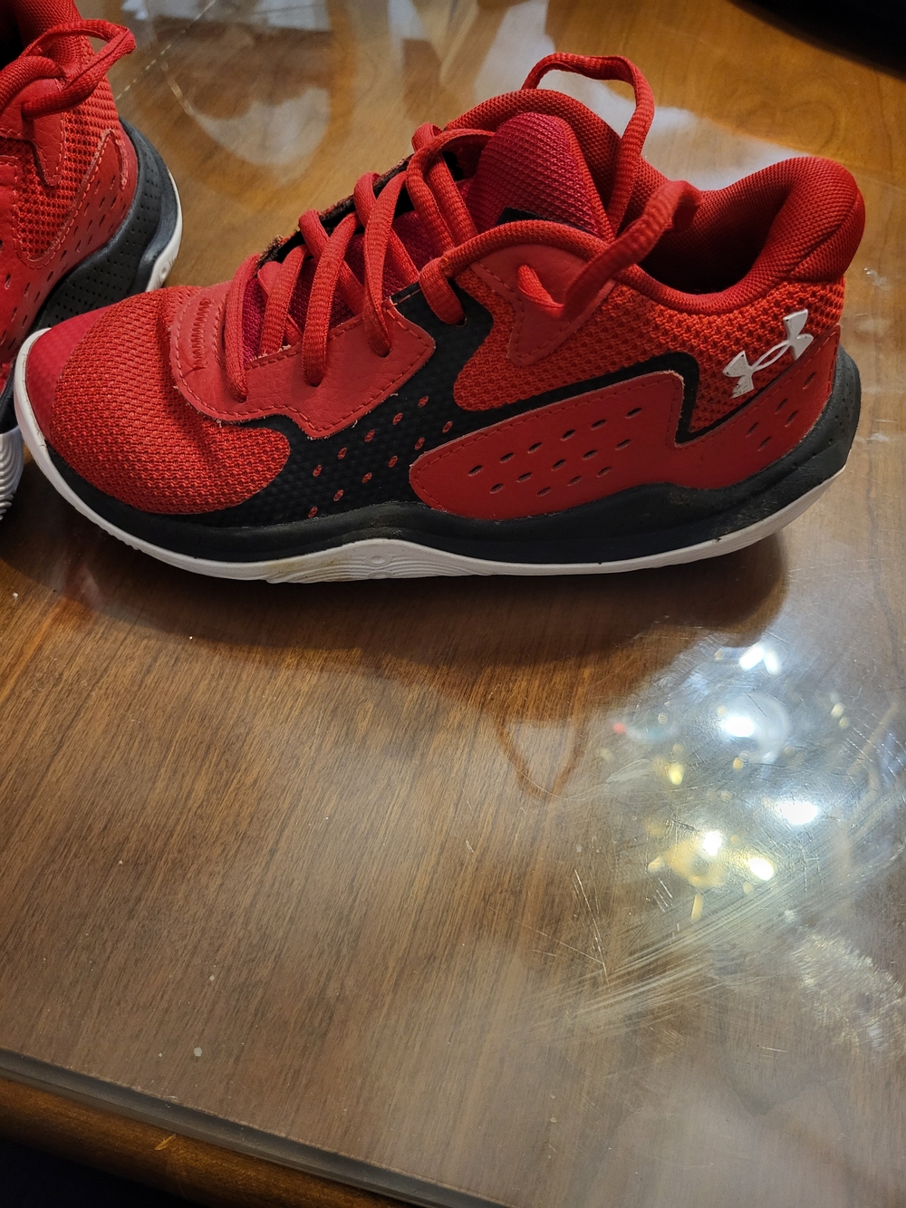 Under Armour Red and Black Kids' Athletic Sneakers